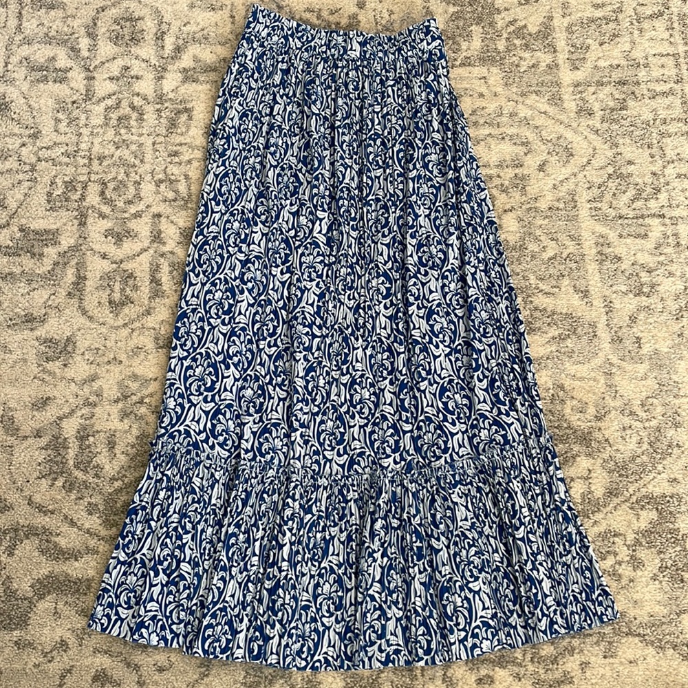 New ZARA BLUE PRINT MAXI LONG SKIRT XS